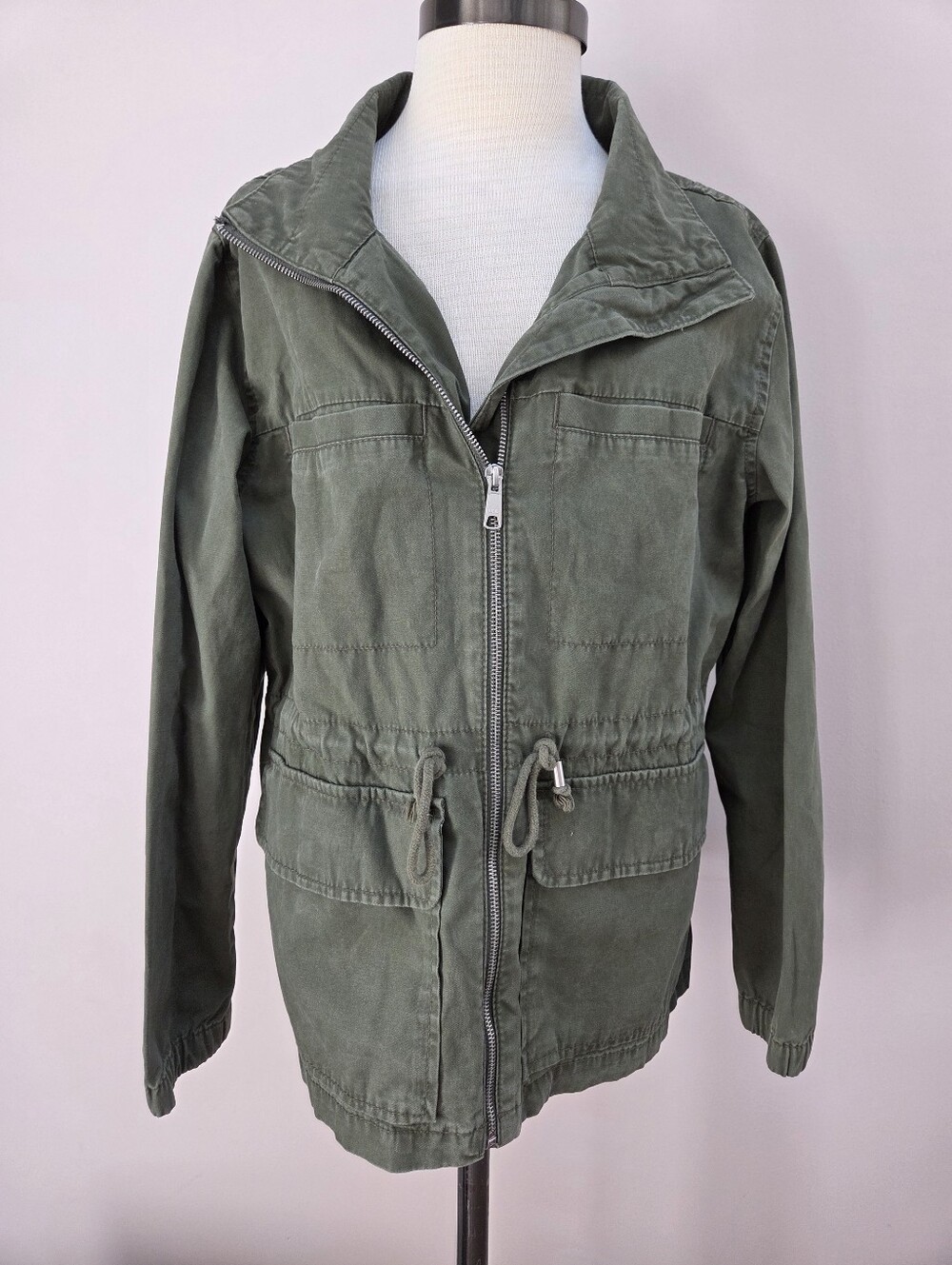 Old Navy Green Field Jacket With Drawstring Waist, Size Large